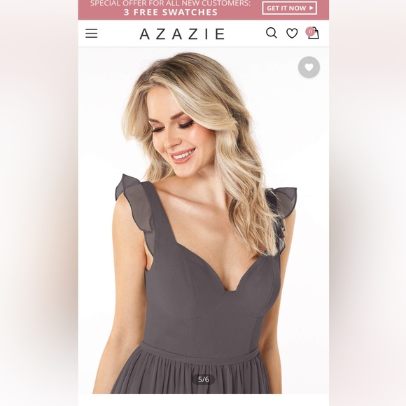 Azazie bridesmaid dress in steel grey - custom sizing approx size 6 - Picture 4 of 8